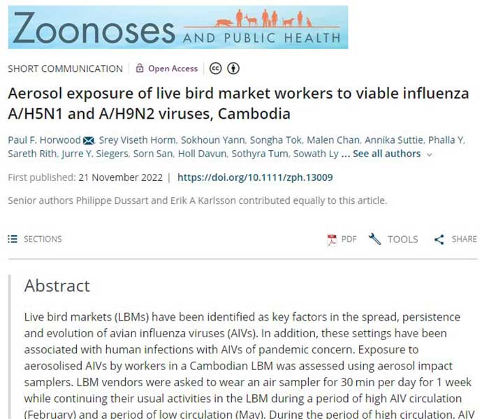 Study demonstrates the increased risk of aerosol exposure of Live Bird Markets workers to avian influenza viruses
